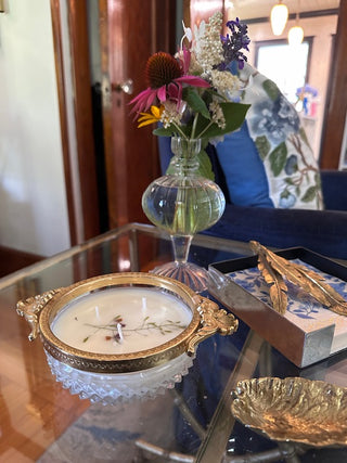 French Crystal Antique Vessel with Lavender Scented Candle