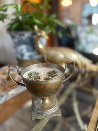 German Antique Brass Vessel, Lavender Scented Candle