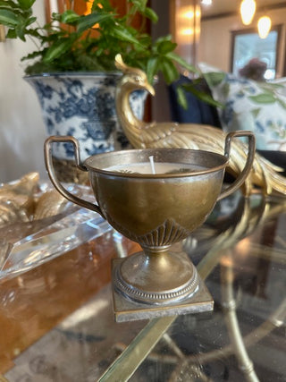 German Antique Brass Vessel, Lavender Scented Candle