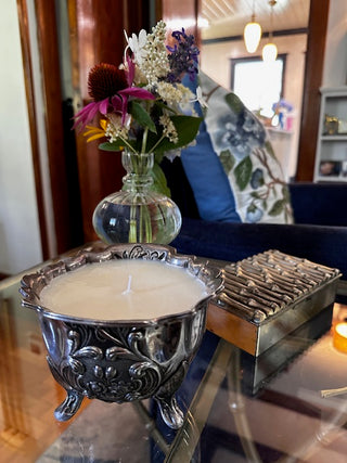 Nouveau Silver Plated Vessel with Lavender Scented Candle