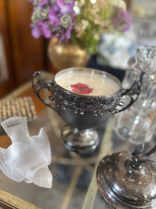 Quadruple Plated Vintage Sugar Bowl, Mango Scented Candle