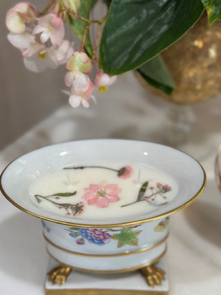 Pretty Herrend China Footed Cache Pot, Lavender Scented Candle