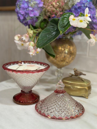 Special 1970s Hand Painted Fenton Vessel Candle, Lavender Scent
