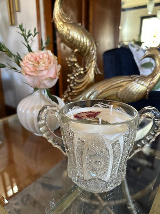 Antique Crystal vessel with Lavender Scented Candle